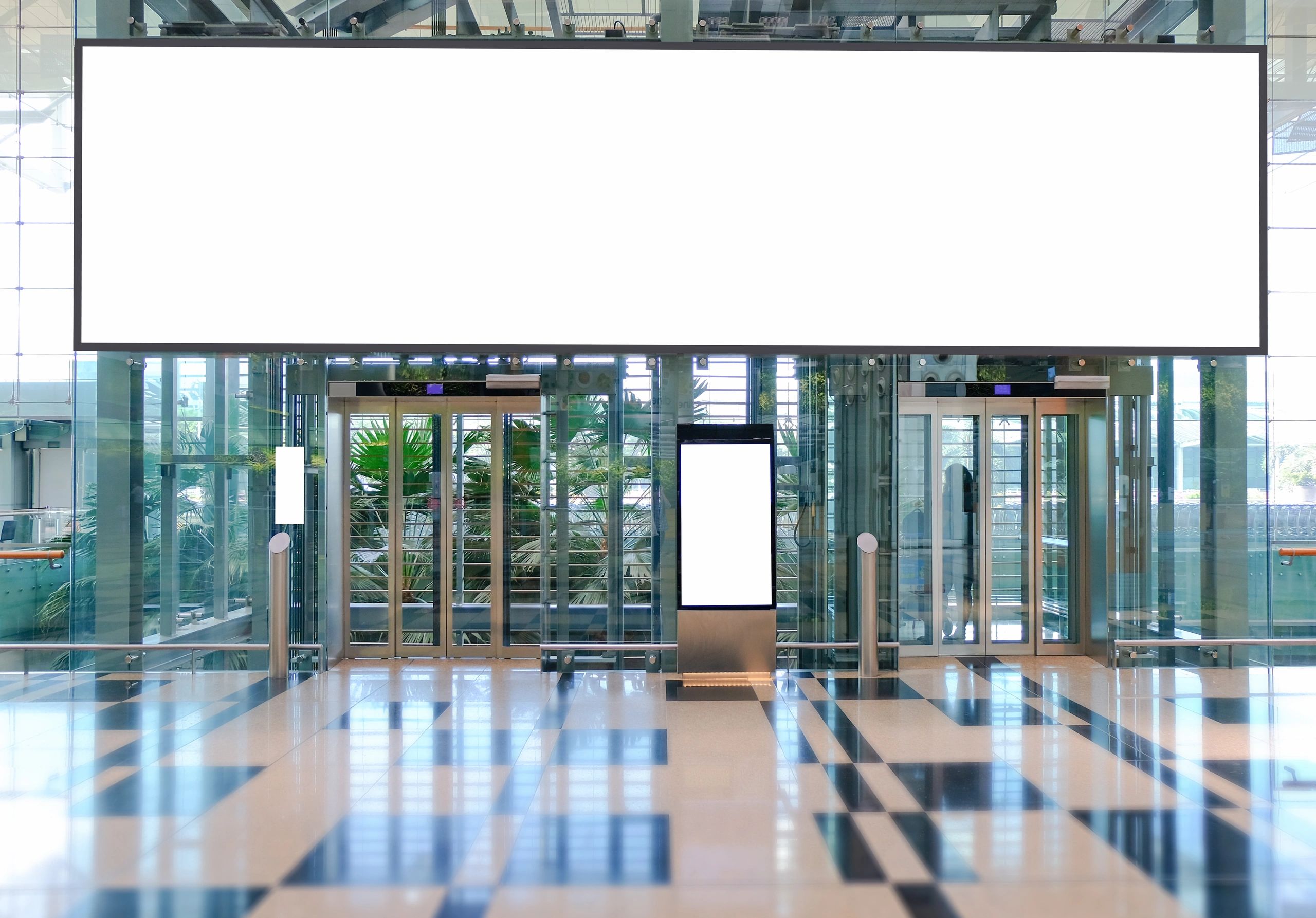 Large digital display in a modern retail interior