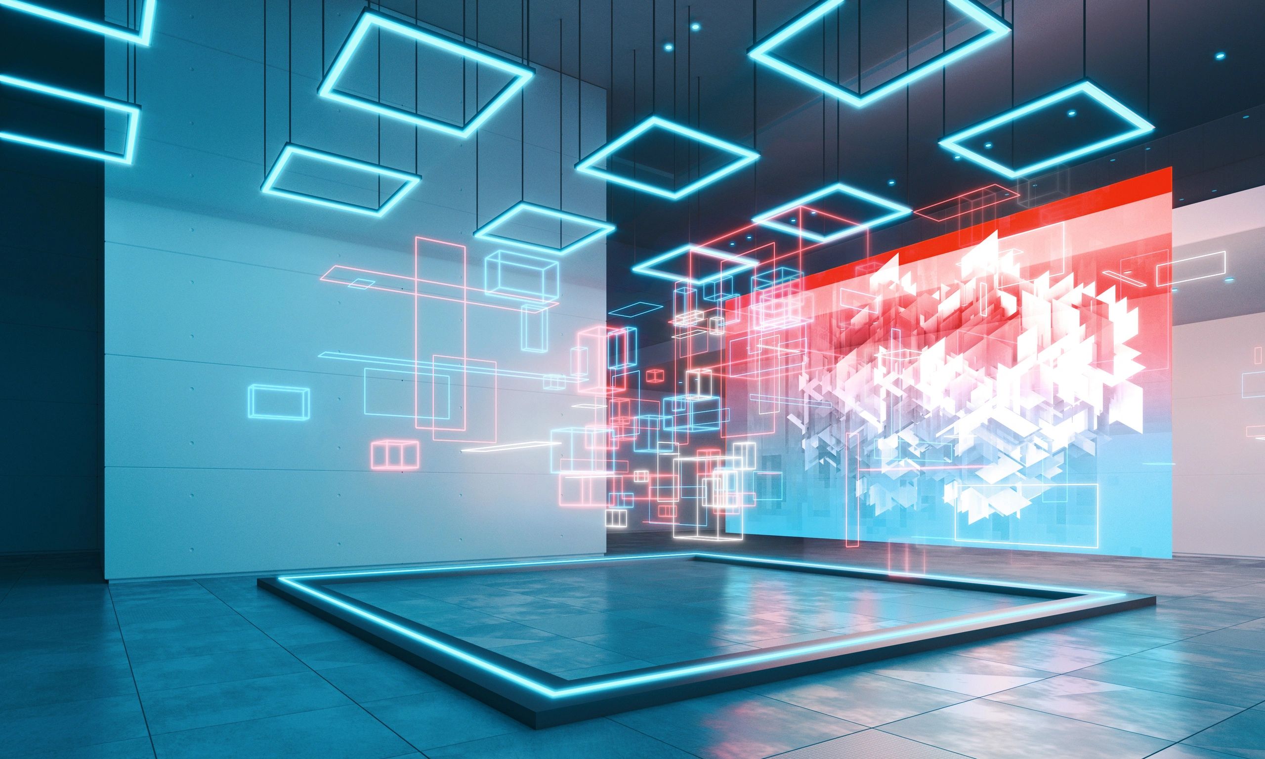 Digital art installation with a large illuminated display